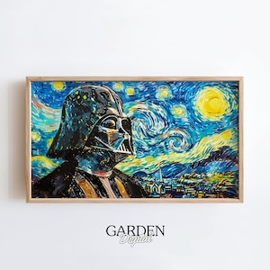 Camiseta Star Wars Darth Vader En La Noche Estrellada De Van Gogh - Diseño Clásico, Manga Corta