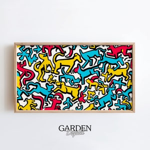 Keith Haring Dog Frame TV Art | Abstract Dog Art | Dog Pattern | Digital Art For TV | Frame Art Design | Dog Wall Art, Cartoon, Haring
