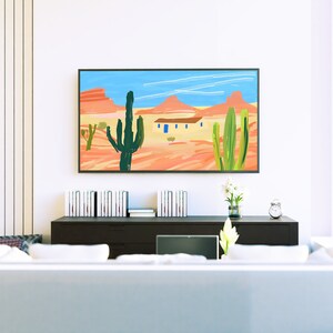 Samsung Frame TV Art Western Desert Landscape Desert Digital Art For TV Desert Painting Frame TV Art Desert Cactus Art Summer Art image 3