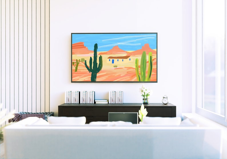 Samsung Frame TV Art Western Desert Landscape Desert Digital Art For TV Desert Painting Frame TV Art Desert Cactus Art Summer Art image 3