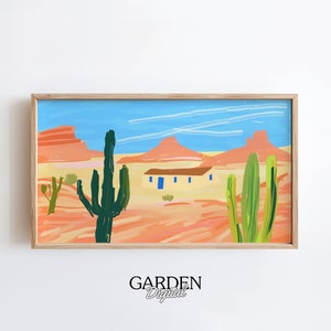 Samsung Frame TV Art Western Desert Landscape Desert Digital Art For TV Desert Painting Frame TV Art Desert Cactus Art Summer Art image 1