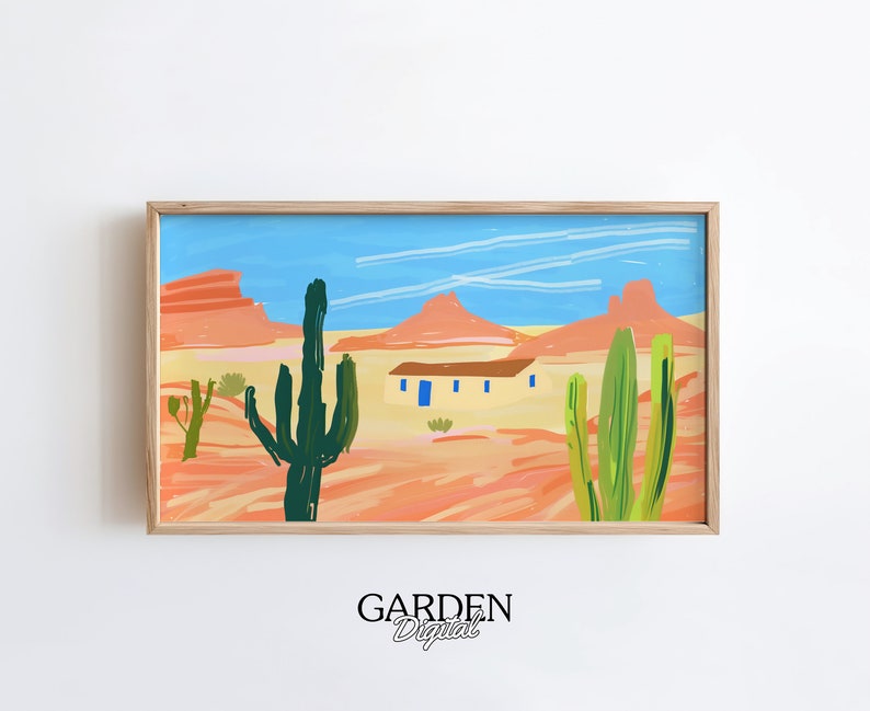 Samsung Frame TV Art Western Desert Landscape Desert Digital Art For TV Desert Painting Frame TV Art Desert Cactus Art Summer Art image 1