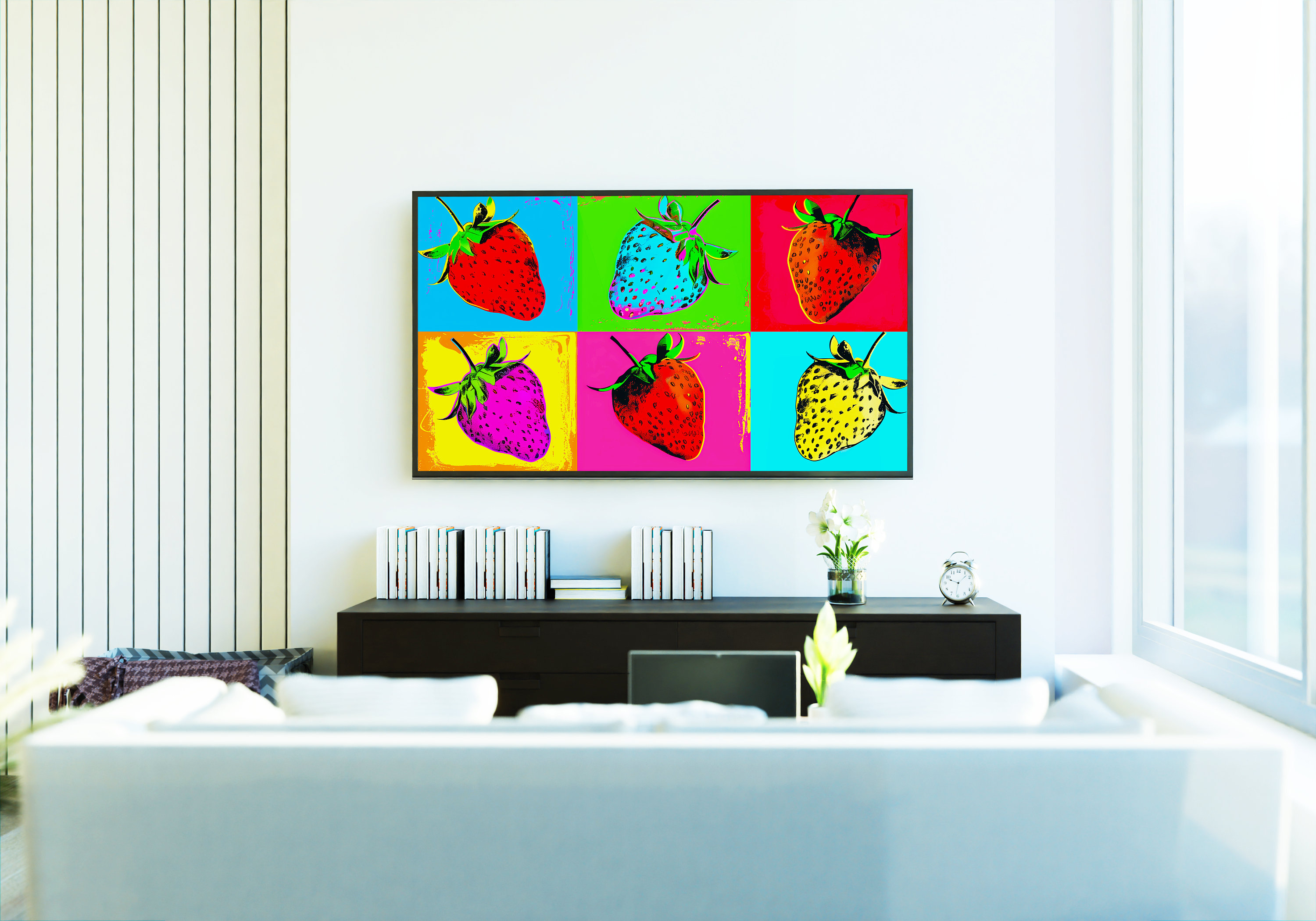 Andy Warhol Frame TV Art | Strawberry Painting | Strawberries