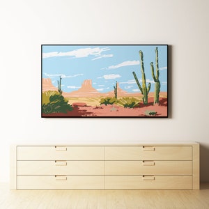 Samsung Frame TV Art Western Desert Landscape Desert Digital Art For TV Desert Painting Frame TV Art Desert Cactus Art Summer Art image 2