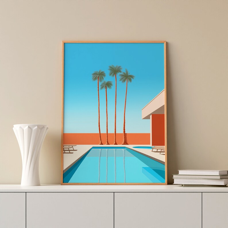 Desert Pool Wall Art 4 Palms Modern Decor Modern Architecture, Palm