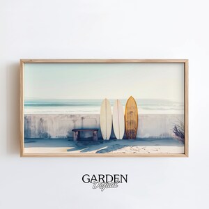 Surfboard Digital Wall Art | Neutral Surfing Art | Boho Wall Art | Digital Art For TV | Modern Wall Art, Surfing Frame TV Art, Surfboard Art