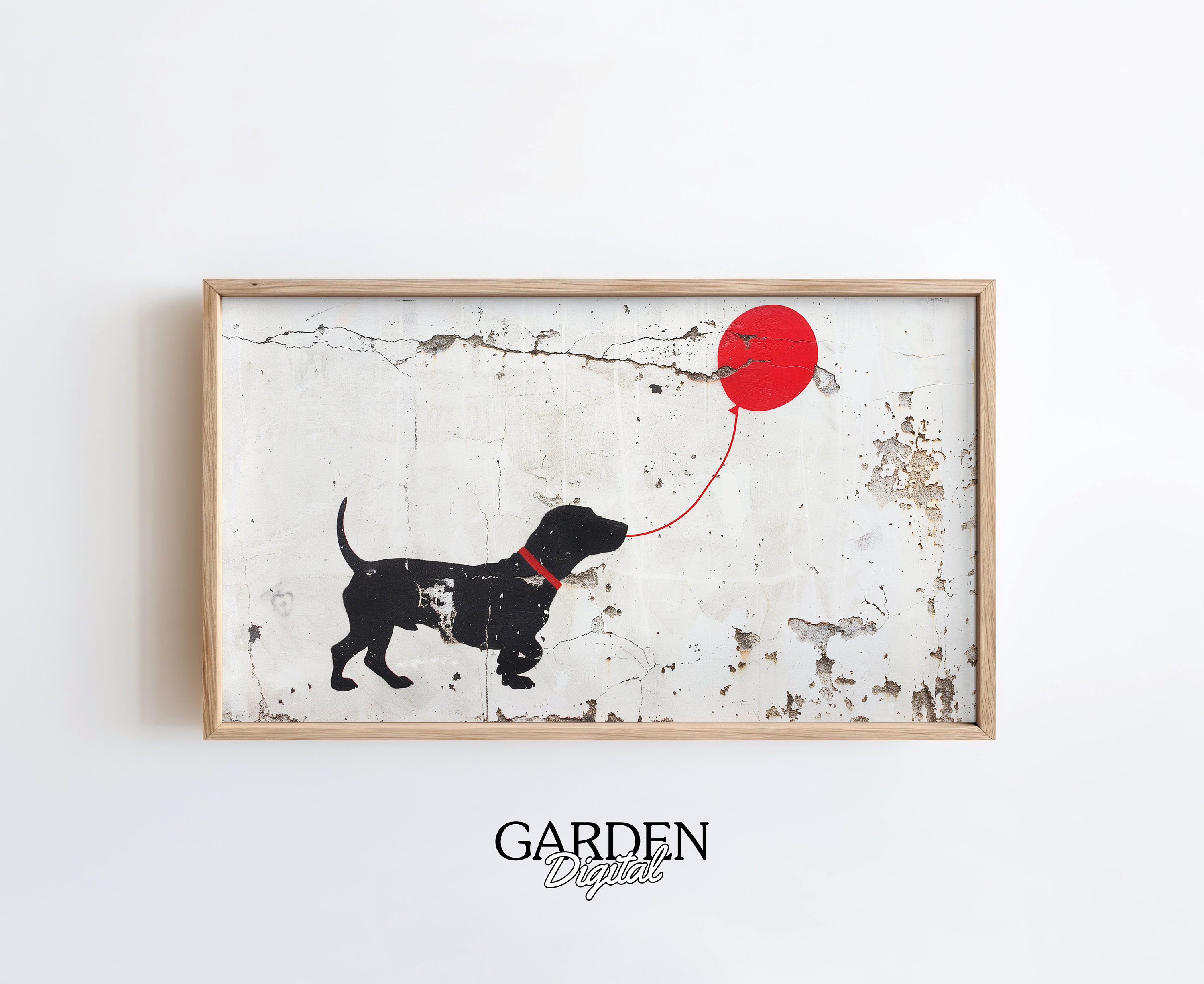 Banksy Balloon Dog Frame TV Art | Dachshund Art | Graffiti Urban