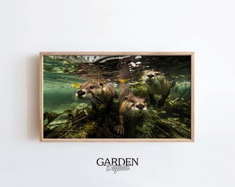 Otters Frame TV | Cute Otter Photo | Otter Digital Art For TV | Photography Wall Art, Frame TV Art Wildlife, Cute Animal, Nature Photography