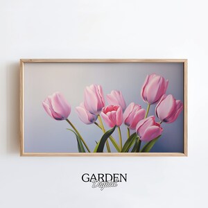 Samsung Frame TV Pink Tulip Bouquet | Flower Bouquet | Digital Art For TV | Floral Painting Wall Art | Frame TV Art Summer | Digital