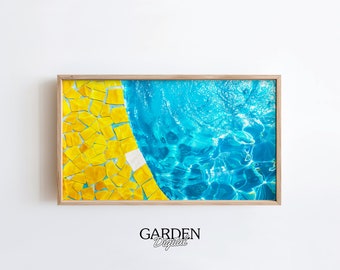 Pool Tiles Frame TV Art | Summer Aesthetic | Minimalist Wall Art | Retro Pool Art, Retro Summer Art, Frame TV Summer, Apartment Decor