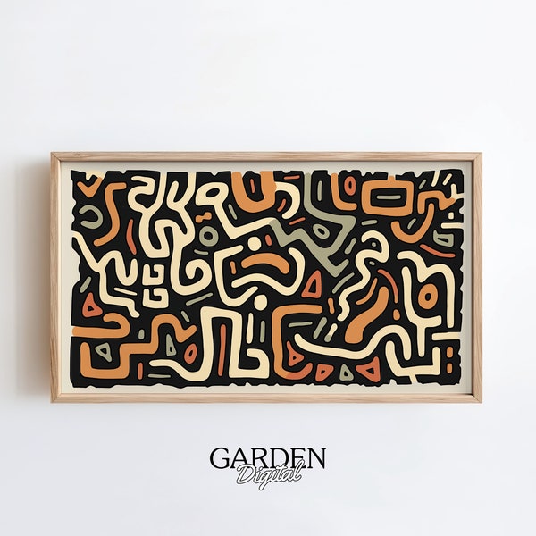 Frame TV Art | Keith Haring | Abstract Neutral Color Art | Oil Painting | Digital Art For TV | Frame Art Design | Home Wall Art, Neutral