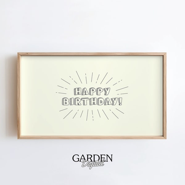 Birthday Frame Tv Art | Happy Birthday | Samsung Frame Tv Art | Birthday Tv Wall Art | Digital Wallpaper | Birthday Party | Simple Beige