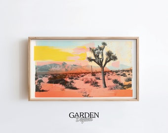 Joshua Tree Desert Sunset Frame TV Art | Western Digital Art For TV | Vintage Art | Frame TV Art Desert | National Park, Desert Photography