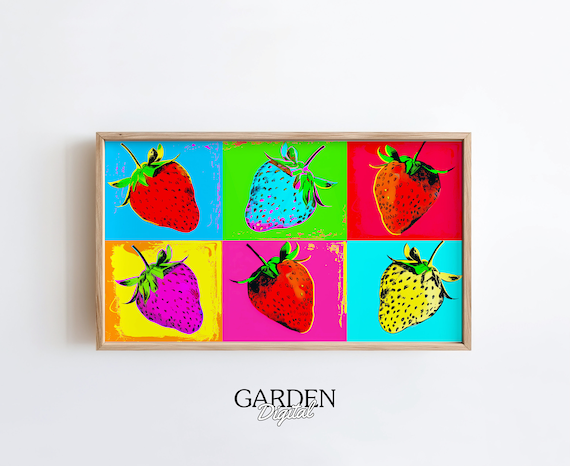 Andy Warhol Frame TV Art | Strawberry Painting | Strawberries