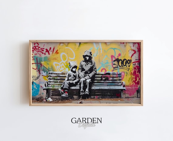 Banksy Bench Street Artframe TV Art Graffiti Street Art | Mr
