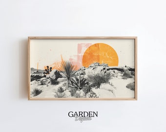 Joshua Tree Retro Desert Frame TV Art | Western Art For TV | Retro Print | Frame TV Art Desert | National Park, Desert Photography, Boho Art
