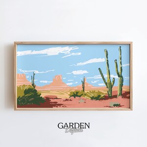 Samsung Frame TV Art Western Desert Landscape Desert Digital Art For TV Desert Painting Frame TV Art Desert Cactus Art Summer Art image 1