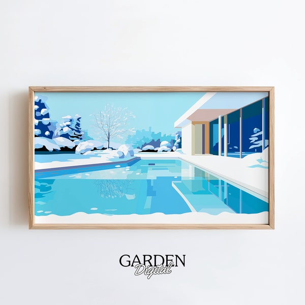 Samsung Frame TV Modern Pool | Snowy Pool Digital Art For TV | Modern Wall Art | Frame TV Minimalistic Art | Digital Download | Minimal Art