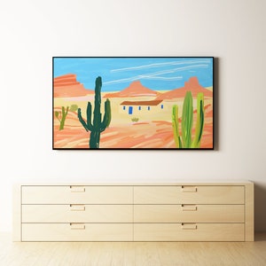 Samsung Frame TV Art Western Desert Landscape Desert Digital Art For TV Desert Painting Frame TV Art Desert Cactus Art Summer Art image 2