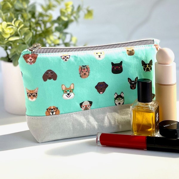 Nerdy Dogs in Glasses Zipper Pouch | Make-Up Bag Cosmetic Bag Pencil Case