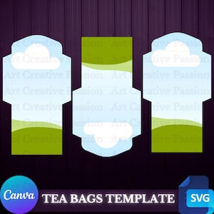 Plantilla de Canva para bolsitas de té / bolsitas de té svg / imprimible para fiestas / descarga digital / marcos de Canva para arrastrar y soltar / etiqueta para bolsitas de té / tamaño de carta A4 de EE. UU.