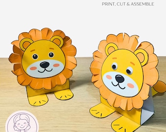 Make a Lion Printable Activity for kids,  Lion Paper Craft activities Montessori learning