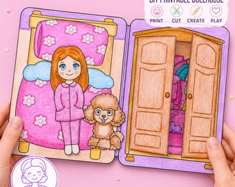 Printable Paper Dollhouse Coloring Book , DIY Kids Craft, Screen-Free Activity, Digital Download