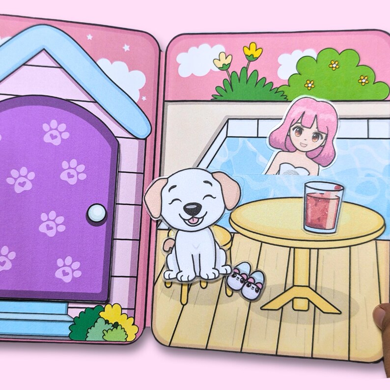 Printable Paper Dollhouse Quiet Book Pink Theme: Paper Doll Dress Up ...