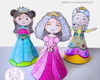 Muñeca de papel de princesa imprimible: Manualidad divertida para niños (Descarga digital)