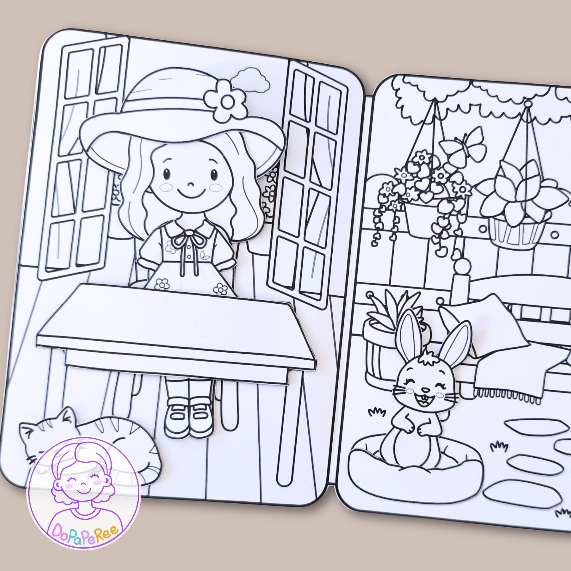 Spring Paper Dolls Printable Paper Dollhouse Book, Kids Coloring Activity, Cozy Quiet Time ...