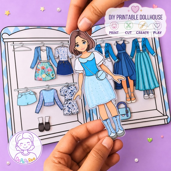 Printable Paper Dollhouse , Creative Project for Kids, Quiet time Activity, Craft At Home