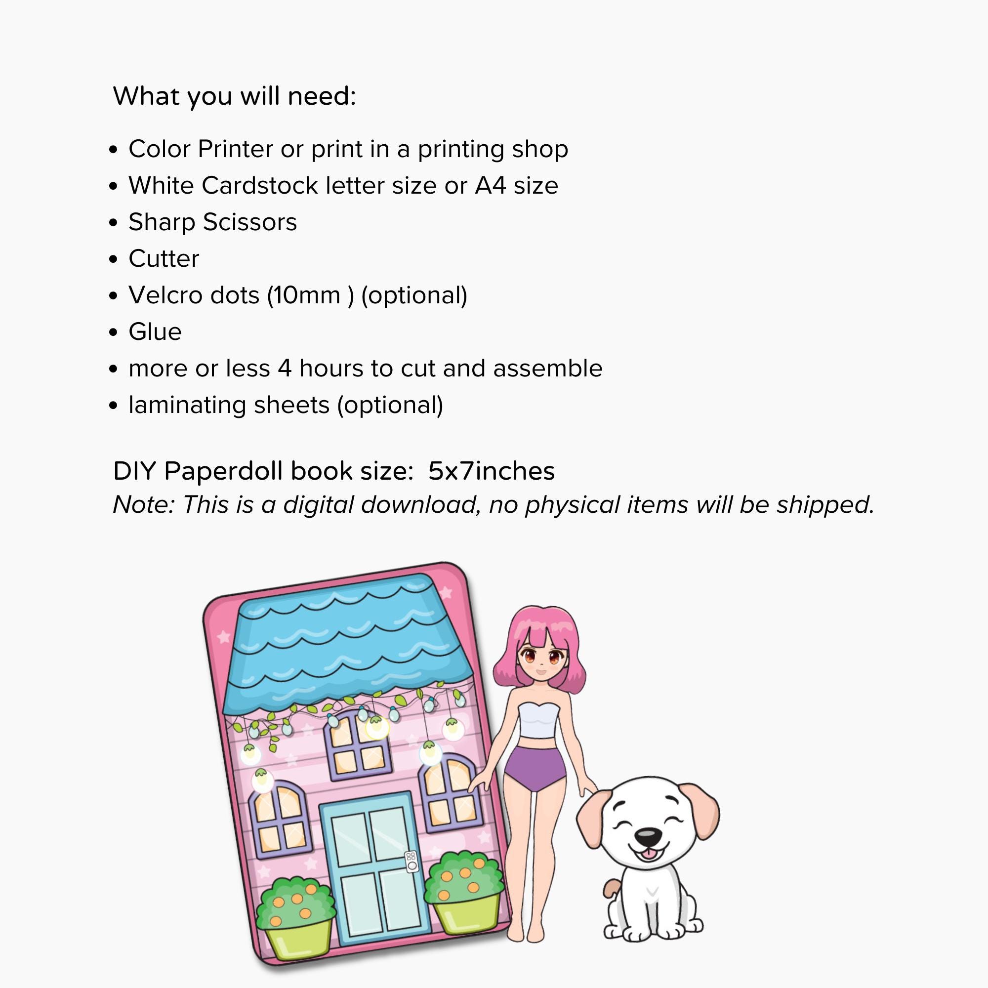 Printable Paper Dollhouse Quiet Book Pink Theme: Paper Doll Dress Up ...