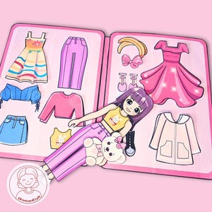 Paper doll printable dress up kit, Paper Doll DIY Quiet Book Kids Activity and Crafts, Cut and Build Activity, Digital Download