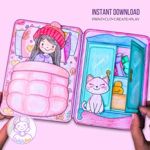 Papier Puppenhaus Malseiten: DIY Quiet Book Aktivität (Digitaler Download)