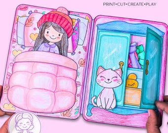 Printable Paper Dollhouse Coloring Pages: DIY Quiet Book Activity (Digital Download)