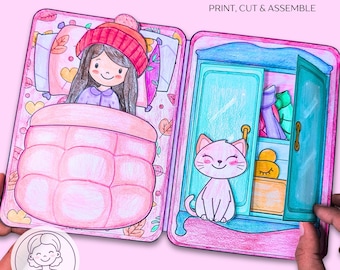 Printable Paper Dollhouse Coloring Pages: DIY Quiet Book Activity (Digital Download)