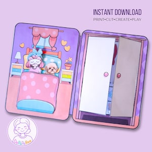 Casa di PaperDoll stampabile, libro tranquillo stampabile con bambola di carta, attività e lavoretti per bambini