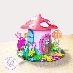 Attività stampabile per bambini con la casa delle fate in carta, attività artigianali con la casa delle fate in carta, apprendimento montessori