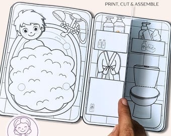 Printable Boy Paper Dollhouse Coloring Book: DIY Quiet Book Activity (Digital Download)