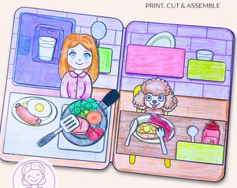 Printable Paper Dollhouse: DIY Coloring Book, Creative Activity for Kids, Arts & Craft (Digital Download)
