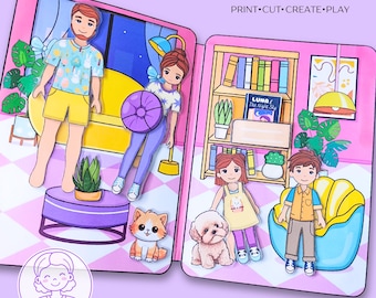 妖精の紙製ドールハウスの印刷物、DIY静かな絵本を使った子供向け