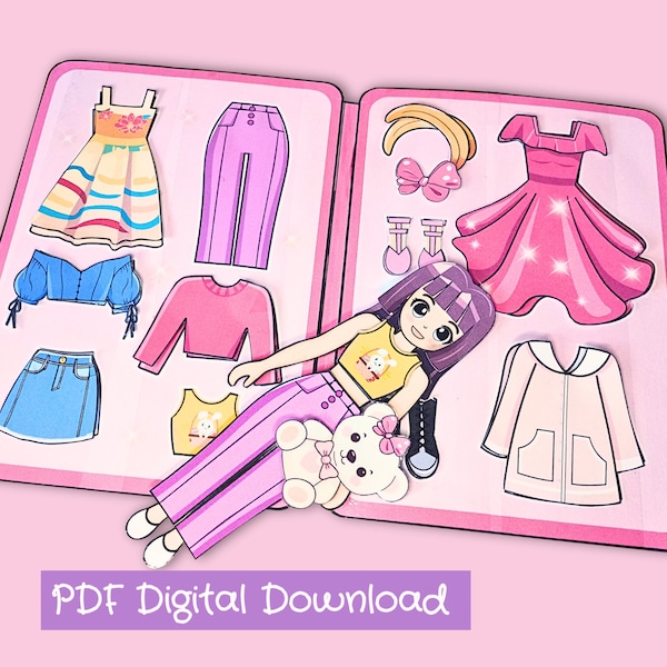 Paperdoll house kit printable craft activity, Quiet book printable