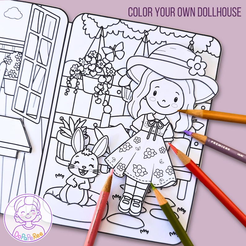 Spring Paper Dolls Printable Paper Dollhouse Book, Kids Coloring Activity, Cozy Quiet Time ...