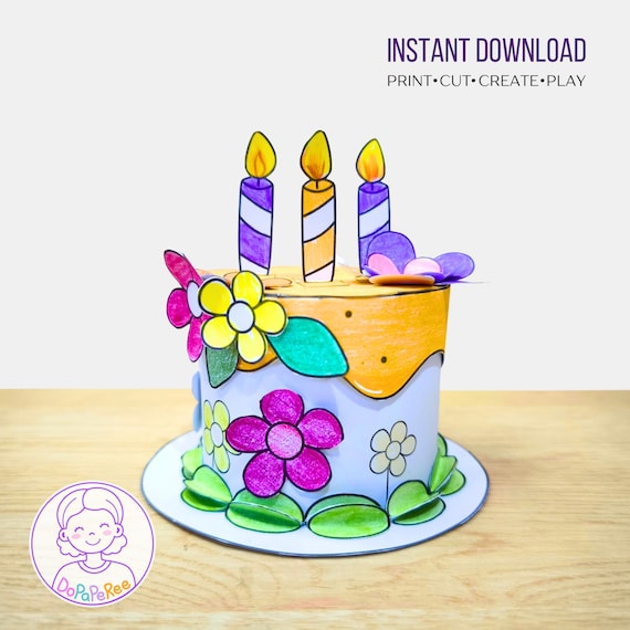 DIY Paper Cake Craft: Printable Montessori Activity for Kids (Digital Download)