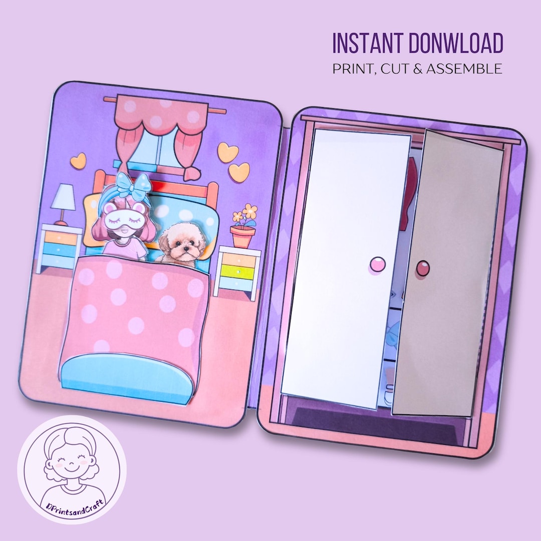 印刷可能なペーパードールハウス、印刷可能なペーパードールの静かな本、子供のアクティビティとクラフト - Etsy 日本