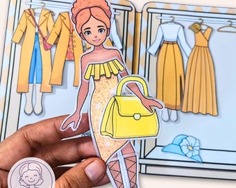 Disfraz de muñeca de papel: Libro tranquilo con temática naranja (Descarga digital)