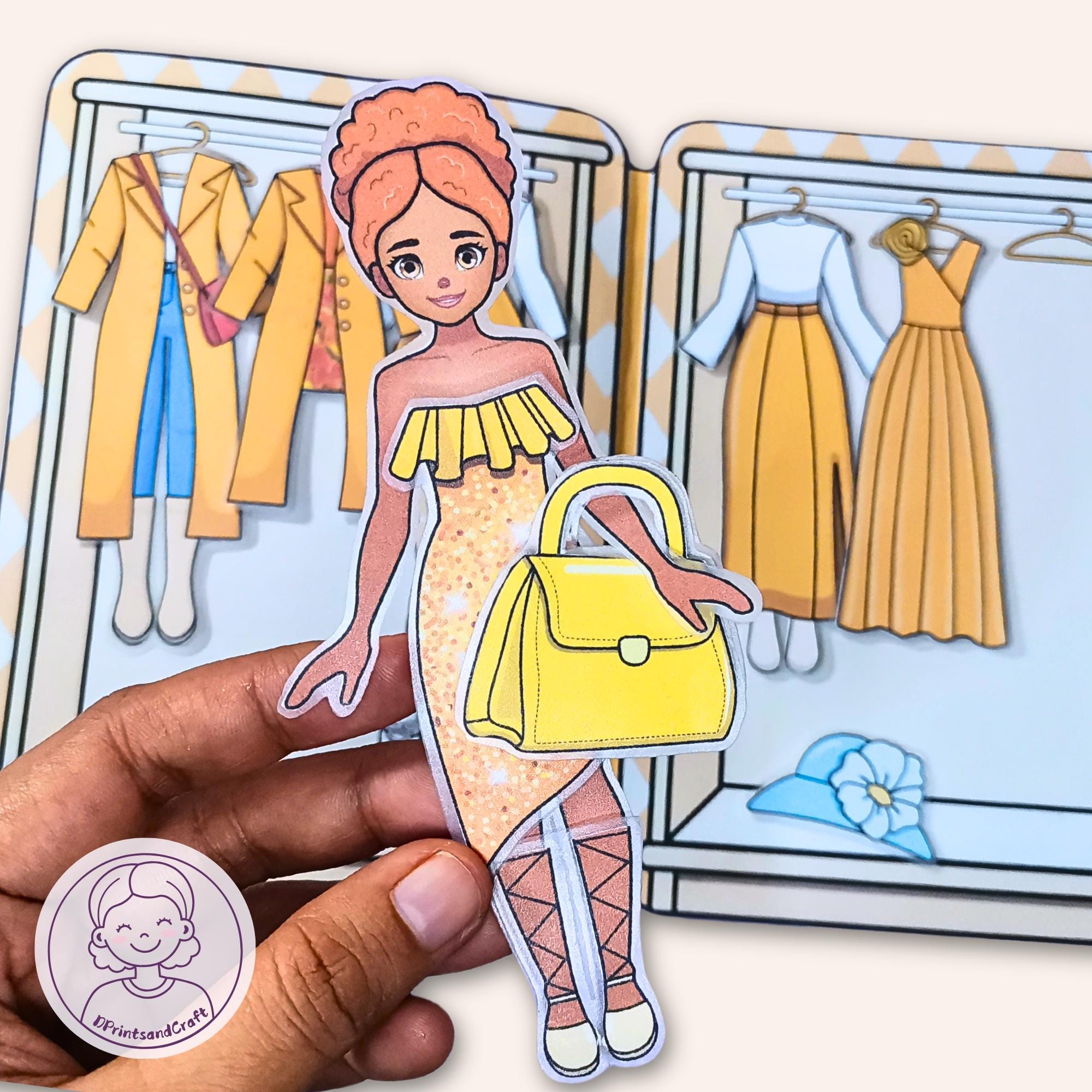 Paper Doll Printable Orange Theme Dress Up, Paper Doll DIY Quiet Book Kids Activity and Crafts, Cut and Build Activity, Digital Download - Etsy for Free Printable Paper Doll Clothes