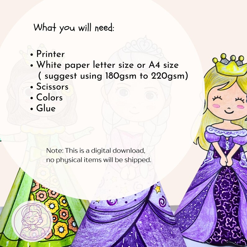 Princess Paper Doll Craft: Fun Printable Activity for Kids (digital ...