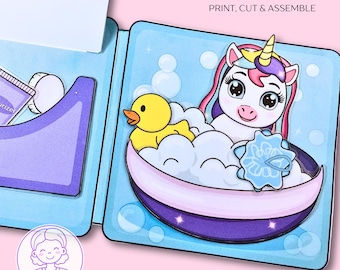 Casa de muñecas de papel de unicornio imprimible: Libro silencioso (Descarga digital)