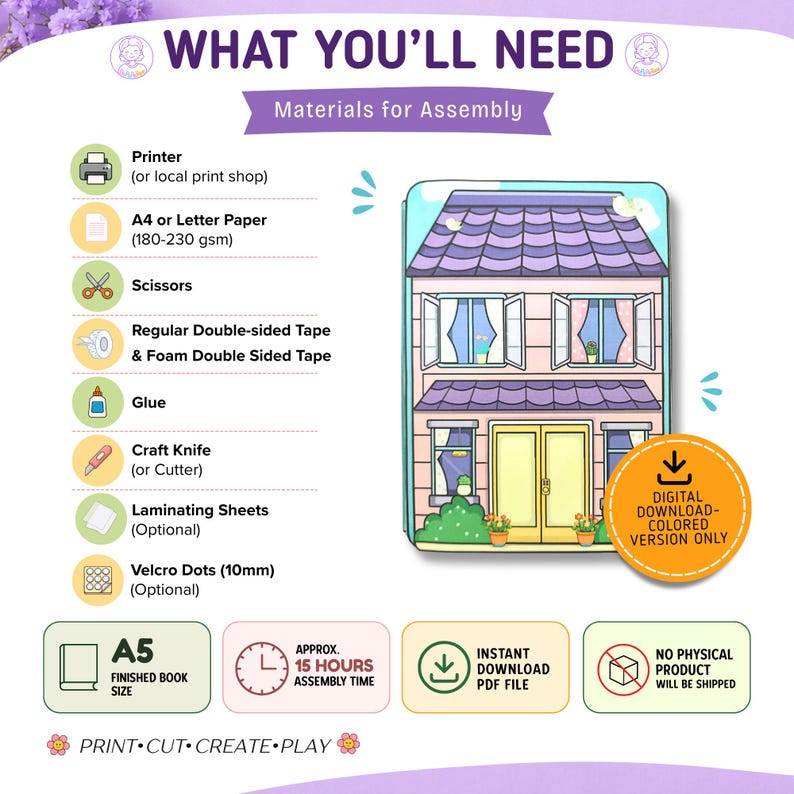 Printable Family Paper Dollhouse, DIY Quiet Book, Screen-free Playtime ...